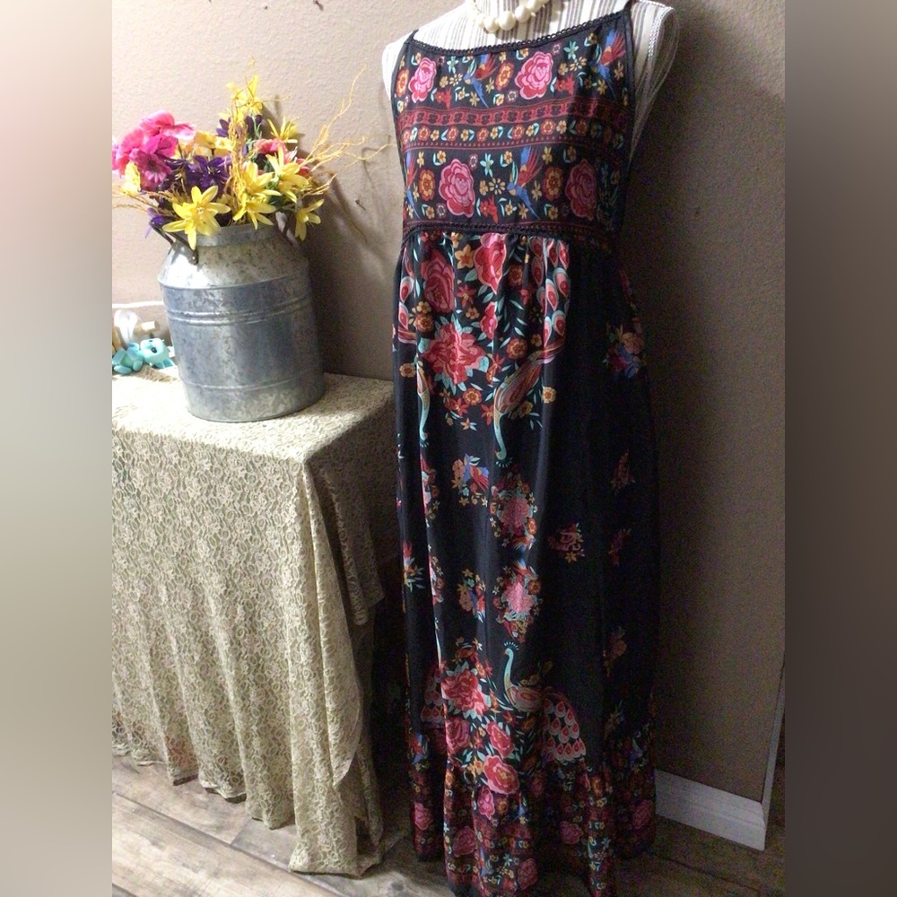 BOHO MAXI DRESS W/ADJUSTABLE STRAPS